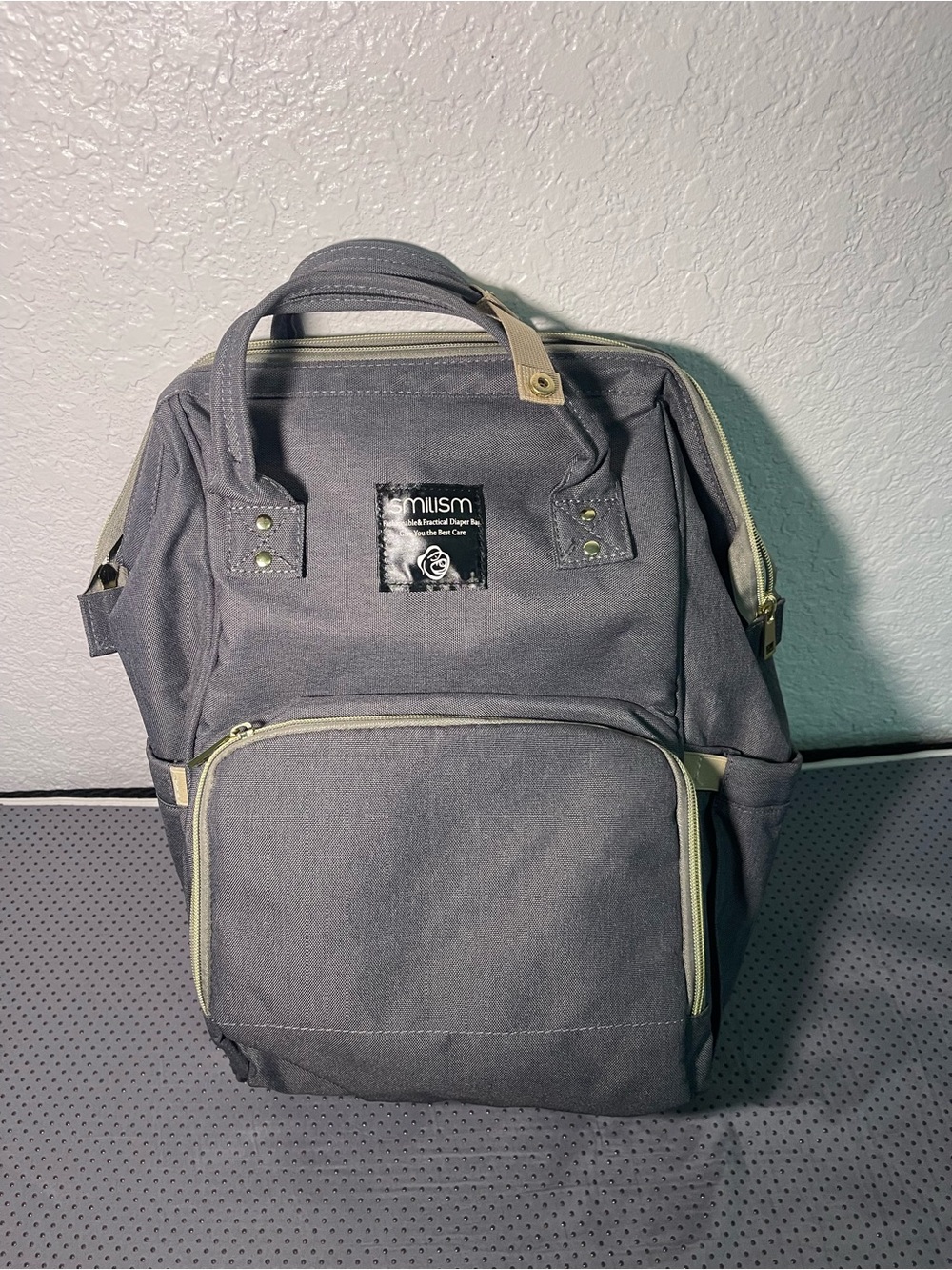 Kids Gray Canvas Backpack with Contrast Trim -